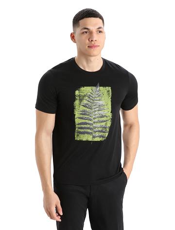 T Shirts Icebreaker Merino Tech Lite II Corta Sleeve Fern Imprint Homme Noir | FR 1189VRWD